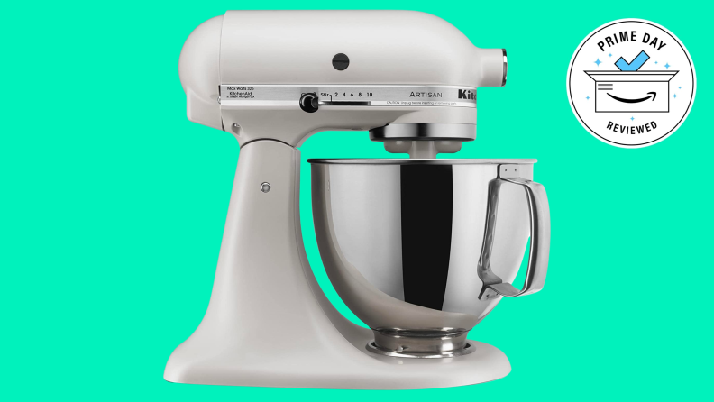 KitchenAid Artisan Series Stand Mixer on teal background