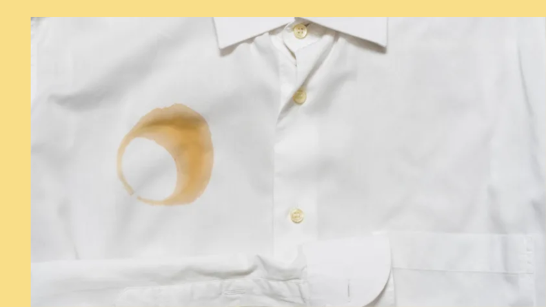 Coffee stain on white button down-shirt