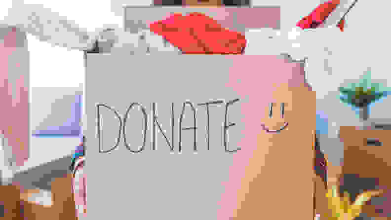 Donation box with clothes