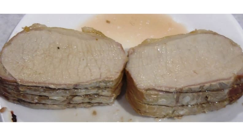 Our test pork roast cooked evenly all the way through on the Samsung NX58K9500WG gas range.