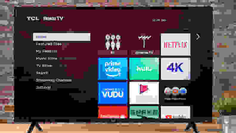 A depiction of the Roku smart platform interface on the TCL 4 Series (2019, S425)