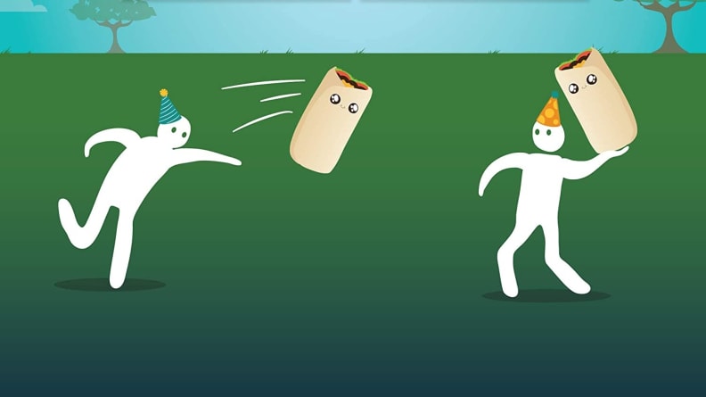 Illustration of people in a throwing game.