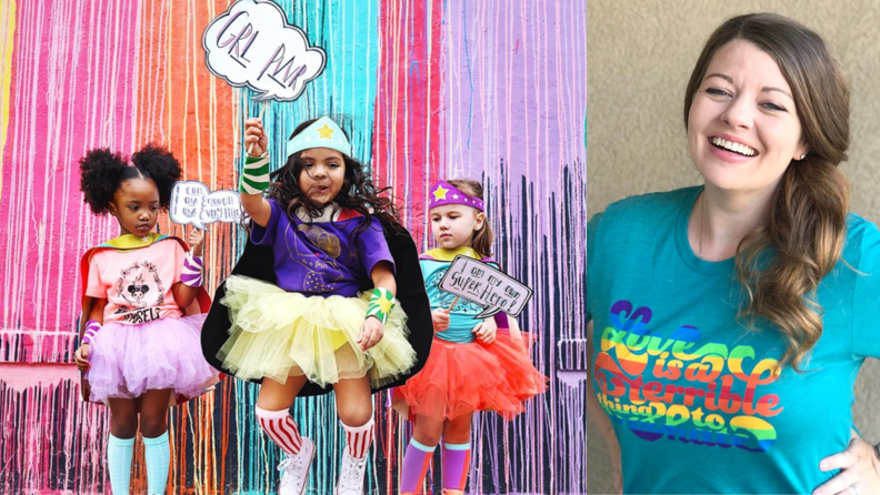 Children and an adult wear empowering t-shirts from Wire & Honey.