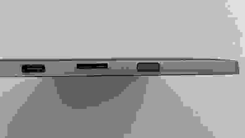 The bottom of the InkPad Color, which houses a power button, a USB-C port, and a microSD card slot.
