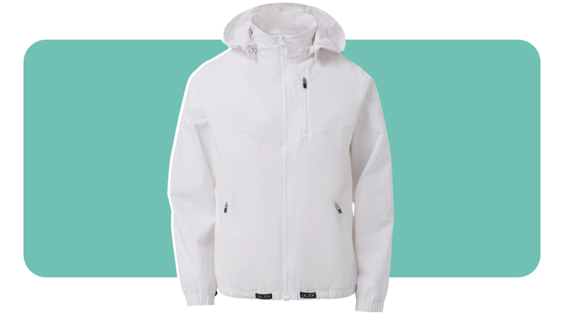 A white Unisex Adaptive Hooded MagZip Jacket