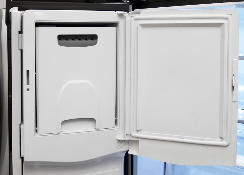 The GE Profile PFE28RSHSS's in-door icemaker takes up minimal space and feeds the through-the-door dispenser.