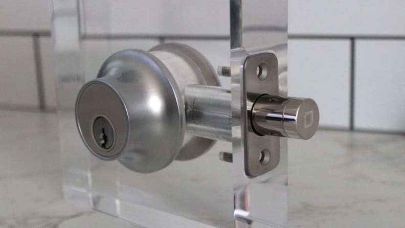 The Level Lock Plus Connect with its deadbolt extended.