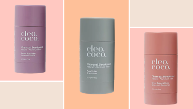 three cleo + coco deodorant in various colors
