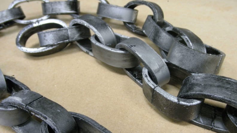 Spray-painted PVC chains.