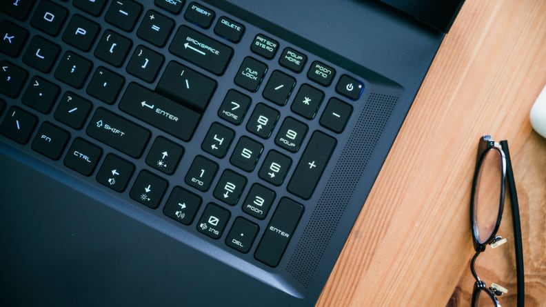 A close up of the numpad on a laptop.