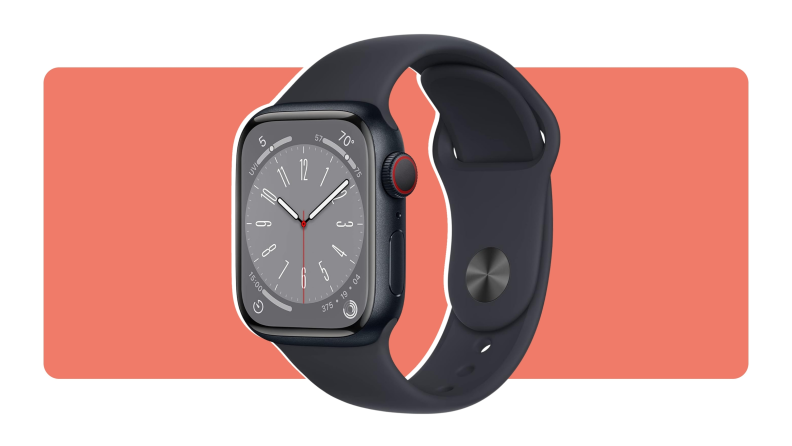 A black Apple Watch Series 9, the best smartwatch we've tested.