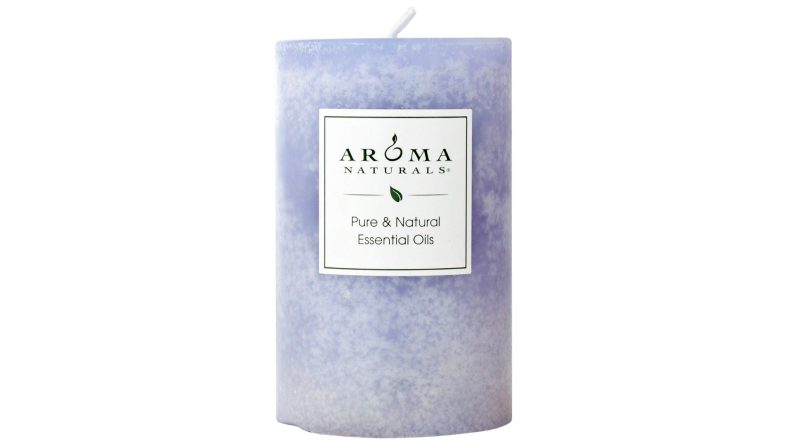 Aroma Naturals periwinkle candle.