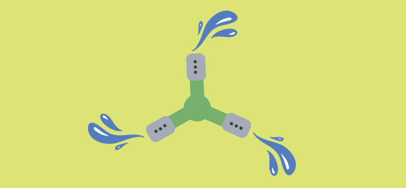 An illustration of a rotating sprinkler