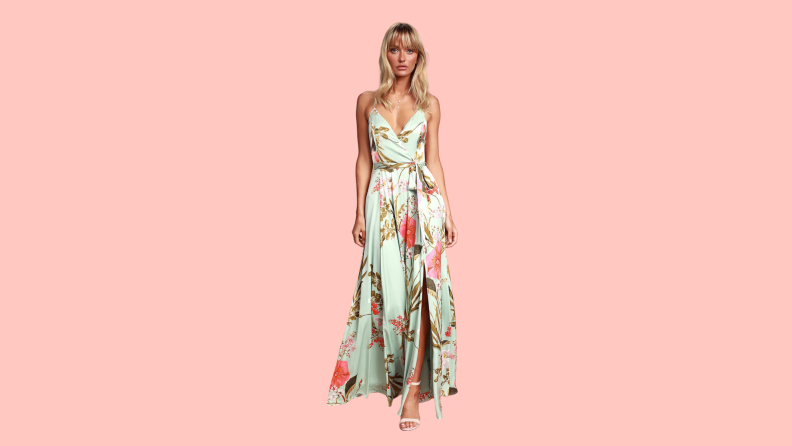 satin floral dress