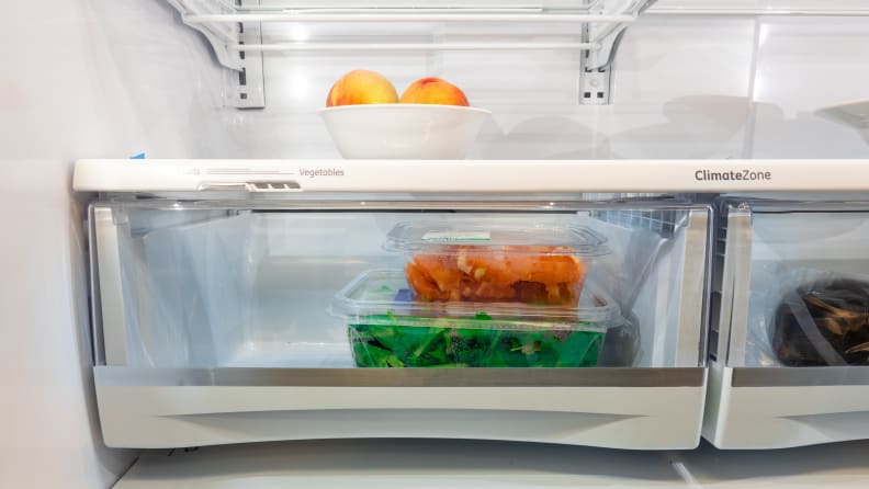 Fresh fruit is stored in a refrigerator's crisper