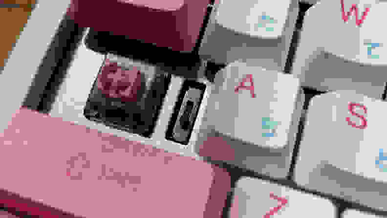 Close-up shot of an empty switch in the keyboard.