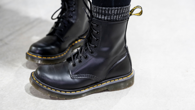 Girl wearing Doc Martens boots.