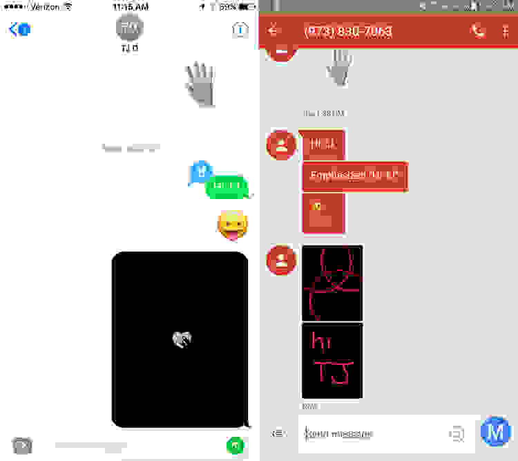 iMessage reactions and Digital Touch drawings on Android