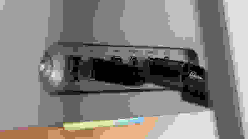 A series of ports on the back of a monitor