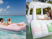 Left: Retro convertible pool float; Right: Golf Cart pool float