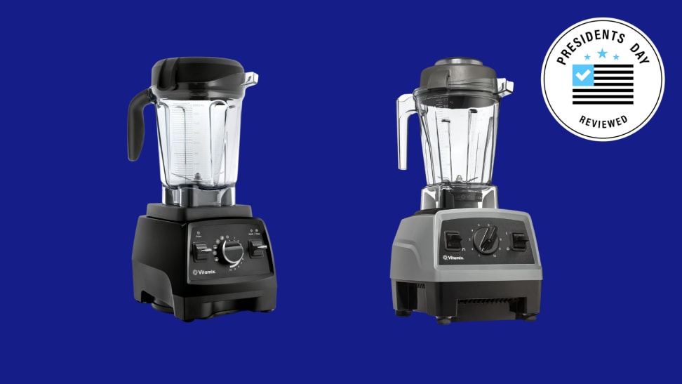 Two Vitamix blender on a blue Reviewed background