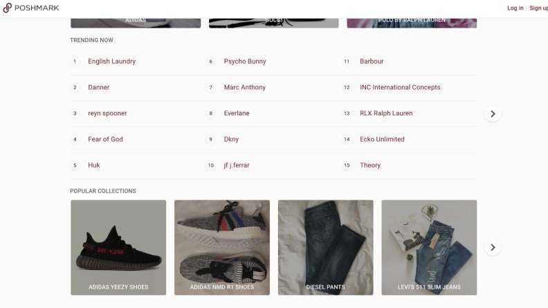 Photo of Poshmark's trending charts on its homepage.