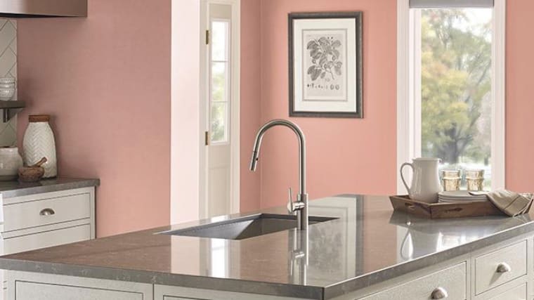 Behr's Vintage Coral on kitchen walls