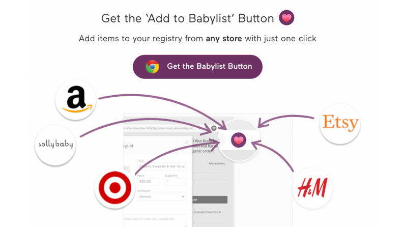 A view of stores you can add to your Babylist registry.