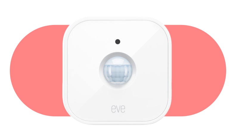 The Eve Motion Sensor on a pink background.