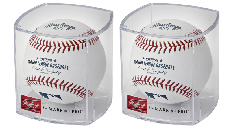 Rawlings baseball in a commemorative case