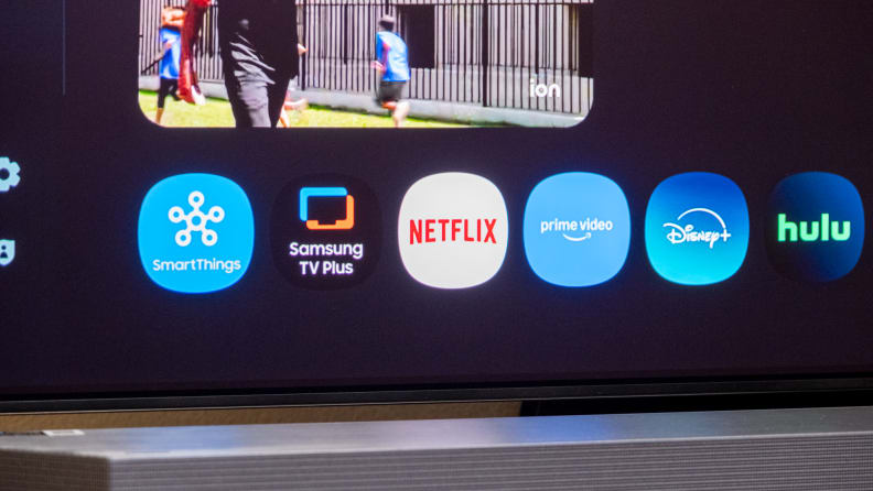 The bottom of a Samsung TV screen showing streaming apps