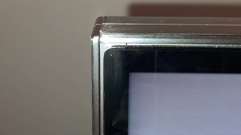 A close-up of the metal wrapped around the TCL 6-Series' panel