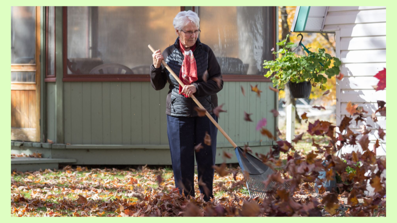 raking on a windy day