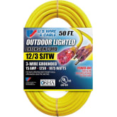 50' Pro Lock Locking Lighted Extension Cord | 12/3 SJTW Green | The Clean  Garage