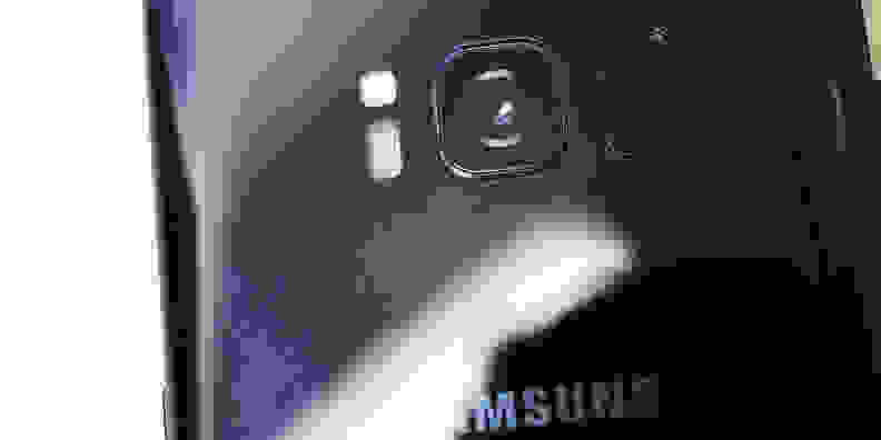An unfortunate fingerprint near the camera on the Samsung Galaxy S8