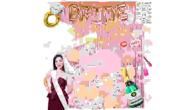 bride with bachelorette party supplies