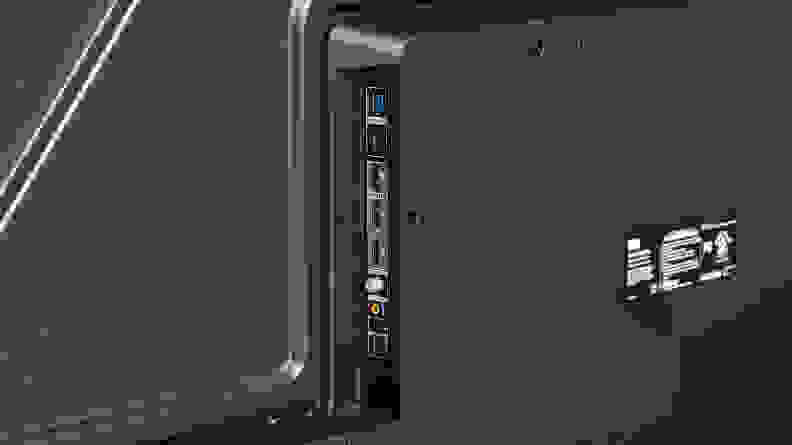 Close up shot of the connectivity ports on the back of the TCL Q6 LED TV.