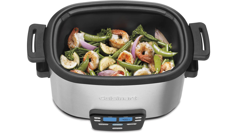 A Cuisinart slow cooker steams a meal.