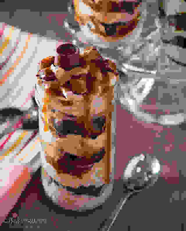 Rolo brownie trifles in jars