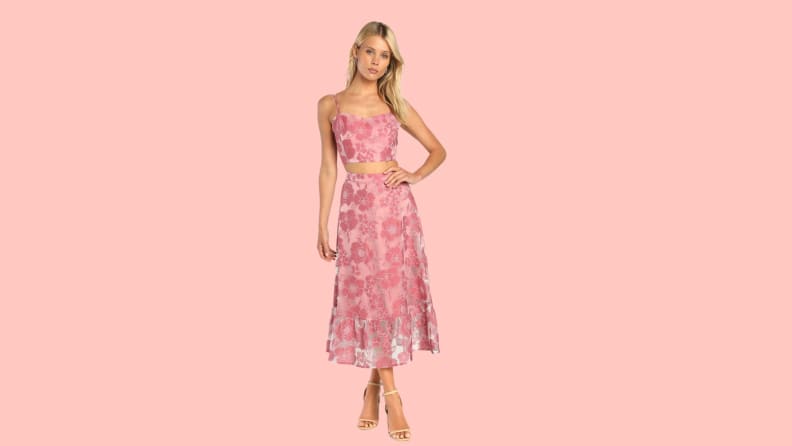 pink floral 2 piece summer set