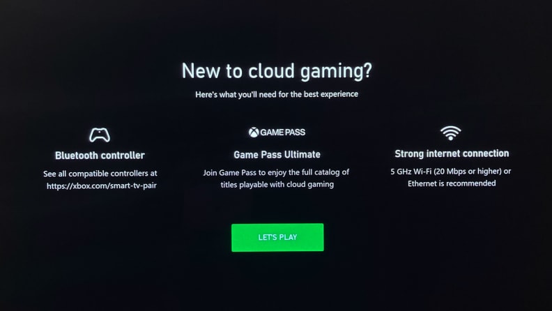 Una imagen de Microsoft enumera los requisitos previos para su servicio de juegos en la nube de Xbox