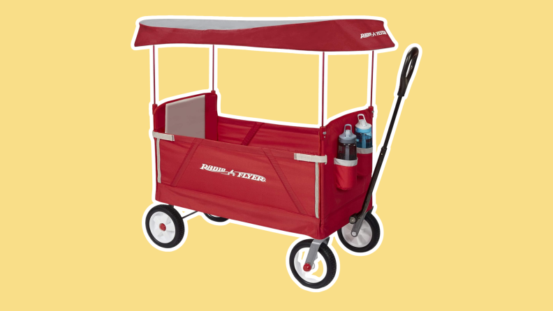 Radio Flyer 3 in 1 Off-Road EZ Fold Wagon with Canopy in the color red.