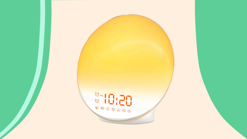 Sunrise alarm clock with yellow display.