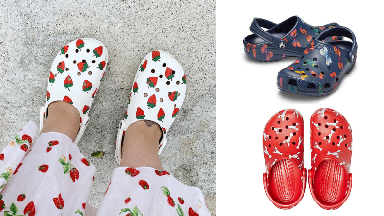 Strawberry-print clogs