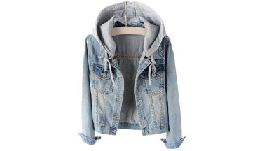 LifeShe Women's Casual Detachable Hoodie Denim Jacket