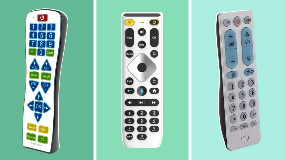 Continuus Remote, Xfinity Voice Remote, and GE Universal Remote in a side-by-side image
