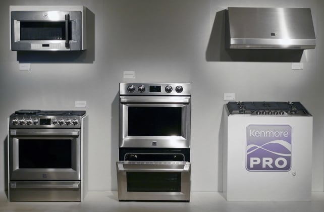 Kenmore Pro cooking appliances on display at a launch event for new Sears products in 2015.