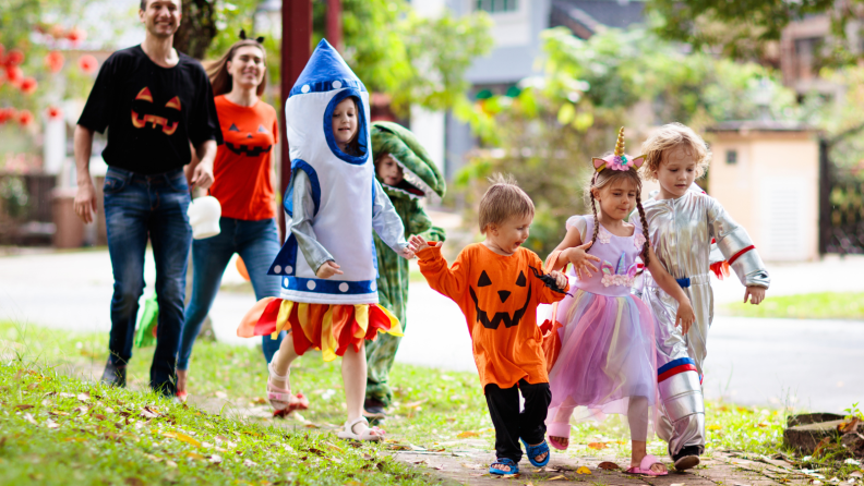 Children and adults in costume Halloween