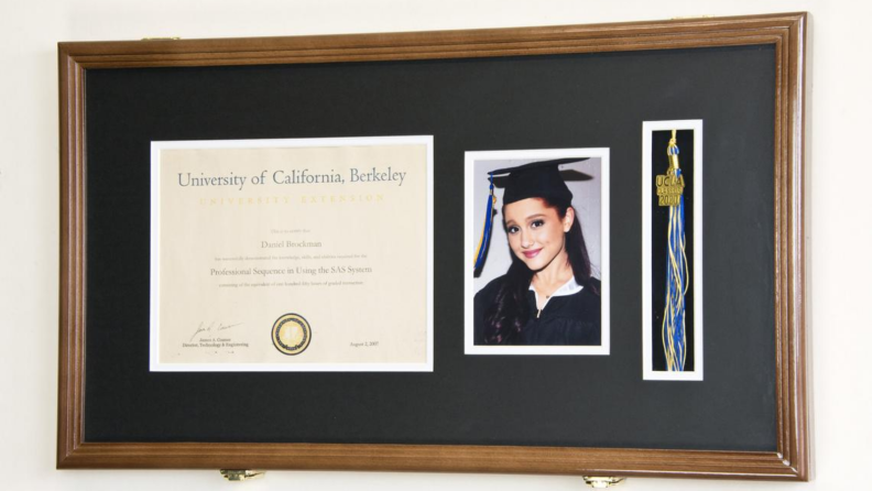 A diploma in a frame