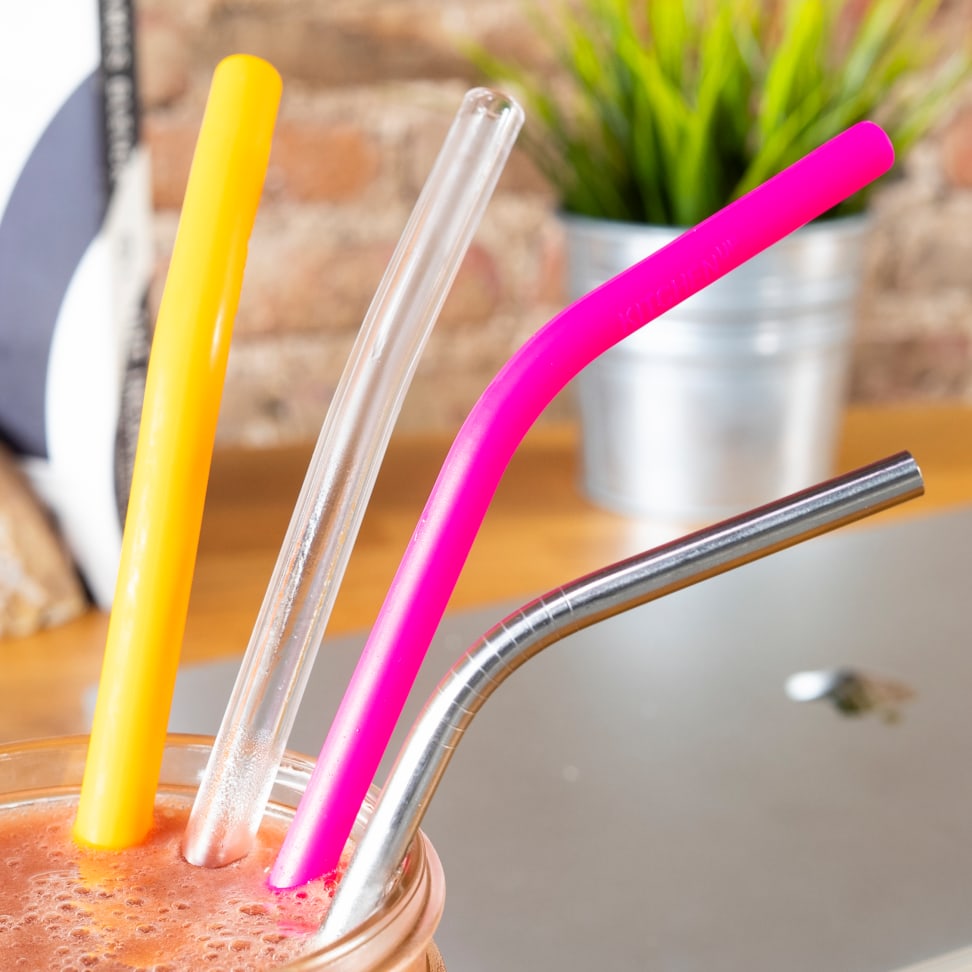 14-11" Reusable Straws Clear Swirly Colored Plastic Acrylic Rings BPA Free #17 